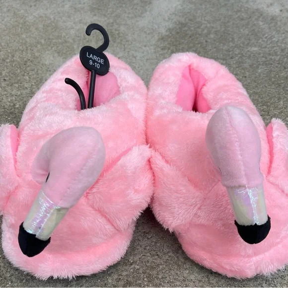 Pink Flamingo Plush Slippers - Picture 3 of 3